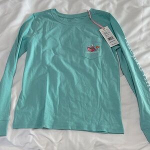 Vineyard Vines Girls' Seafoam Long-Sleeve Pocket Tee